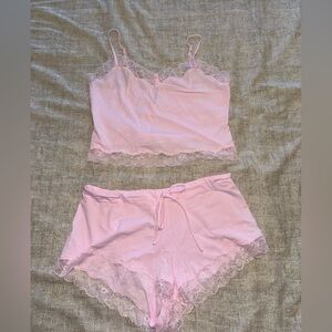 Skims Cotton lace cami and short set size medium